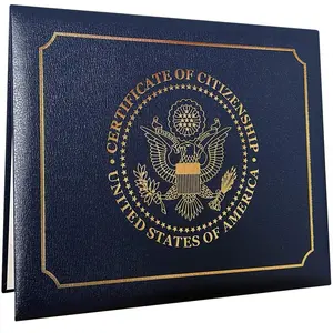 Citizenship Certificate Holder |  Citizenship Gifts | Naturalization Certificate Padded Holder with Cover. Golden  Seal of The .