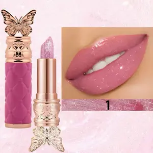 Hot Selling Modern Pearlescent Long Lasting Moisturizing Color-Changing Butterfly Head Fancy Lipstick Makeup
