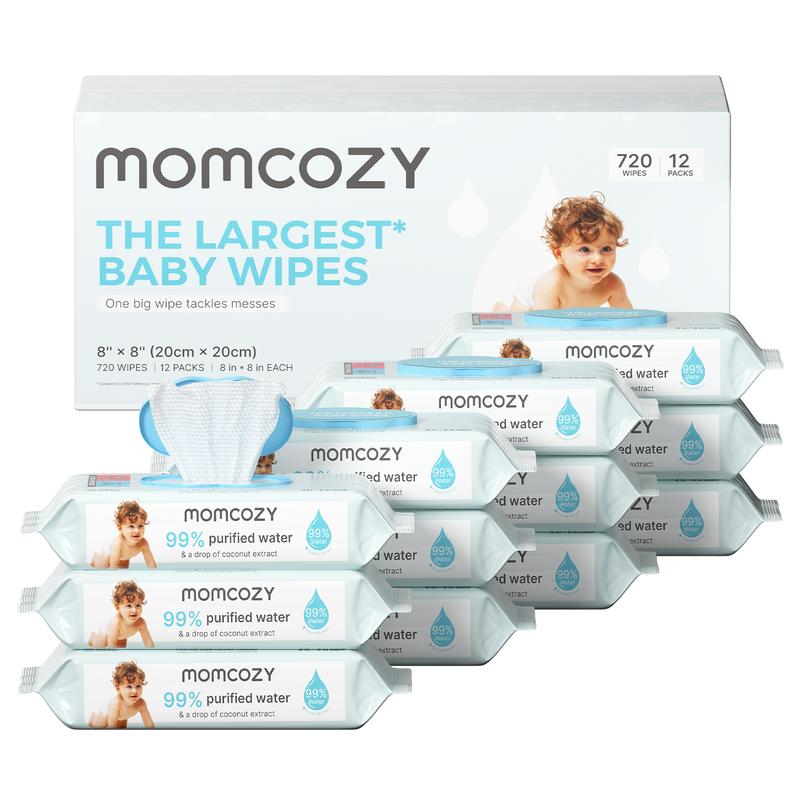 Baby wipes, Momcozy wipes - oversized, cleansing and moisturizing children's wipes, baby products, products for girls and boys, unscented baby wipes, portable maternal and child gifts, safe baby wipes