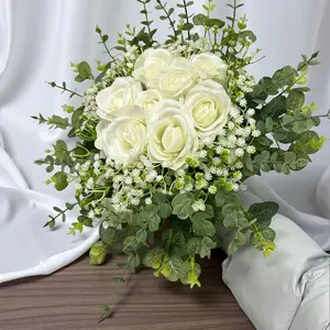 AnY home decoration bouquet Rose/Tulip Eucalyptus & Baby's Breath Bouquet Combo,70 Pcs Mixed Artificial Eucalyptus Leaves Stems Bulk,Baby Breath Artificial Flowers Bulk with Eucalyptus Leaves Greenery Stems for DIY Bouquets Wedding Floral Home Decor