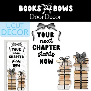 Your Next Chapter Starts Now Classroom Door Decor | Books and Bows