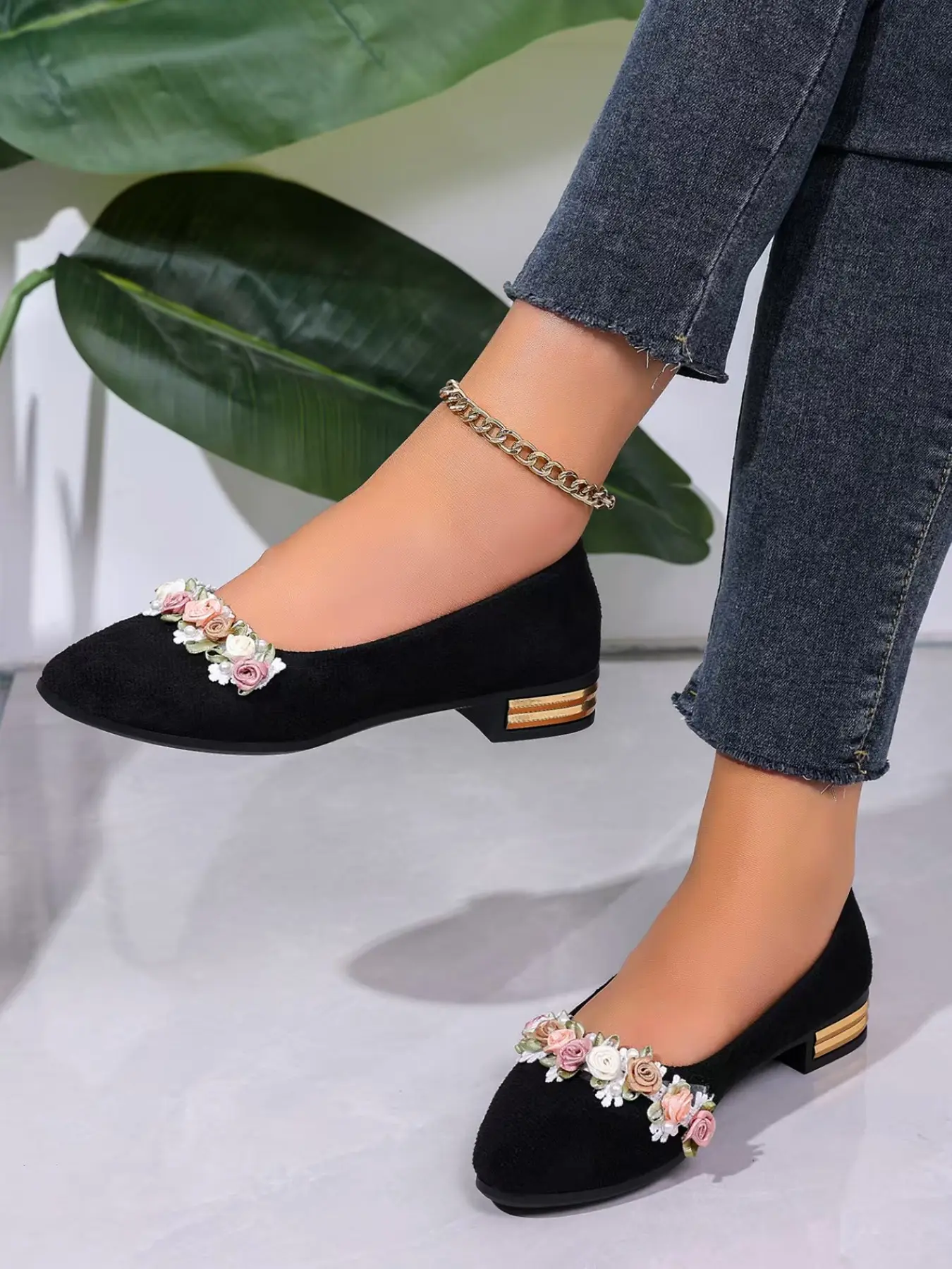 Women's Casual Trendy Flat Shoes, Chic Shoes, Floral Decoration, Daily Wear, Spring Summer Style, Perfect for Easter and Mother's Day Gifts