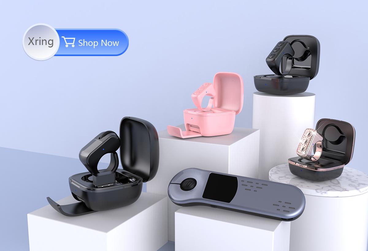 Xring Bluetooth Remote Control Scrolling Ring with Phone Stand Holder Selfie Clicker, Tik_Tok Video Scroller, E-book Page Turner, Music Control, Rechargeable Smart Ring for iPhone, Android, iPad – Cute Pink Tech Accessor