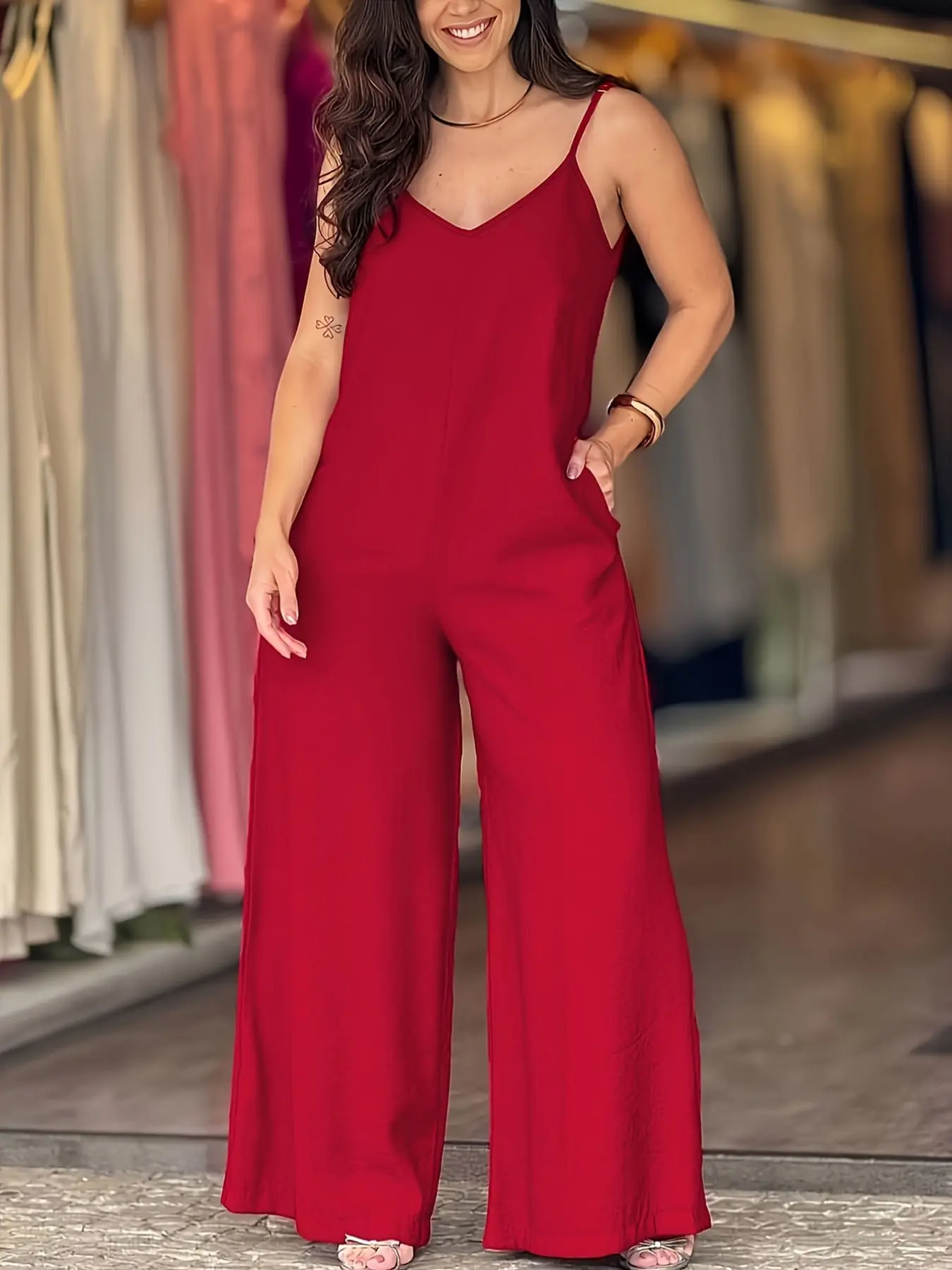 Women's Casual One-Piece Dress Pantsuit, Elegant Long Sleeve Lapel Neckline, Comfortable Loose Fit for Everyday Wear & Office Use