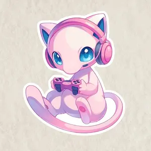 Cute Mew Gaming Sticker Vinyl Car Decal: Waterproof Ghost Family Sticker for Laptop