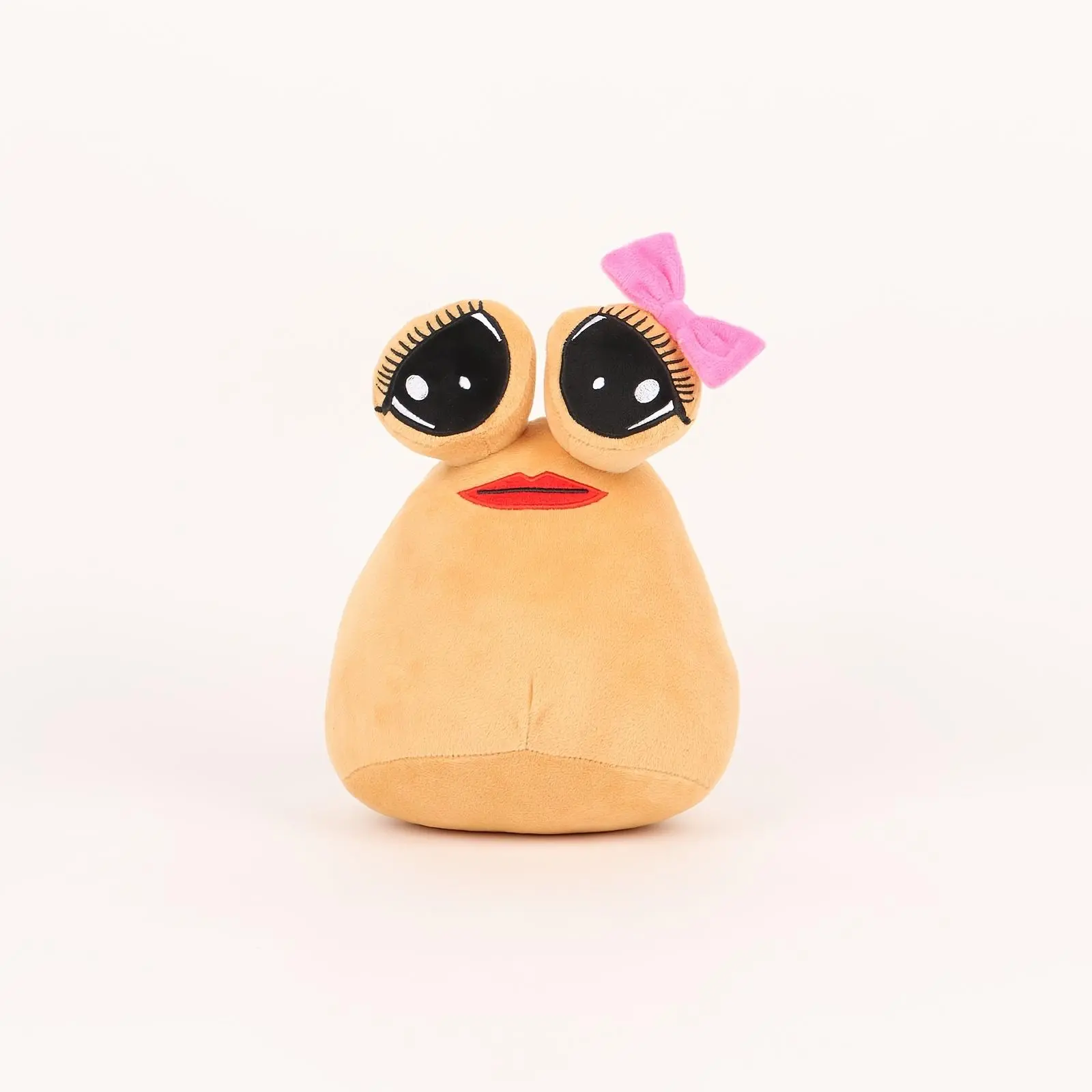 Light Brown Big-Eyed Alien Pou Plush Toy, Soft and Cuddly, Polyester Blend, Ideal for Halloween Christmas Gifts