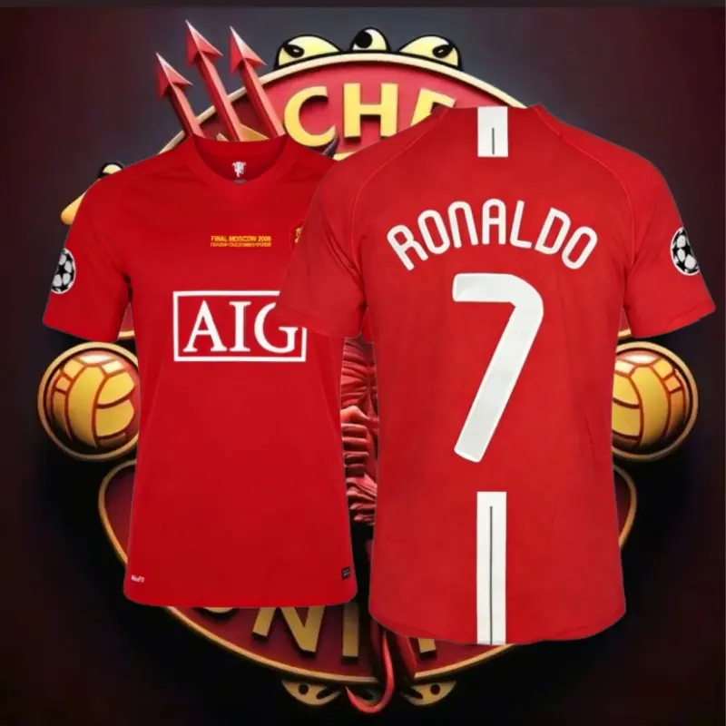 0708 Cristiano Ronaldo 7 Home Long Sleeve Soccer Jersey Champions