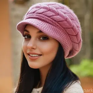 [Winter Beanie Hat] Women's Winter Slouchy Beanie Hat - Thick Cable- Ear Flaps & Fringe Trim, Soft Stretchy Warm for Cold Weather, Machine Washable, Cozy Bonnet (No-Sew Fitting) - Blonde Blonde Hair-Friendly Accessory