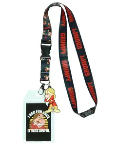 Disney Snow White Grumpy This Is My Happy Face Lanyard with Clear ID Badge Holder and  2.5" Rubber Grumpy Charm