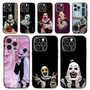 Horror Art the Clown Funny Phone Case For iPhone 17Air,17,16,15,14,13,12,11,Pro,Max,Plus,X,XS,XR,SE,8,7,Mini,16E,17E Soft Silicone Black Case Z8