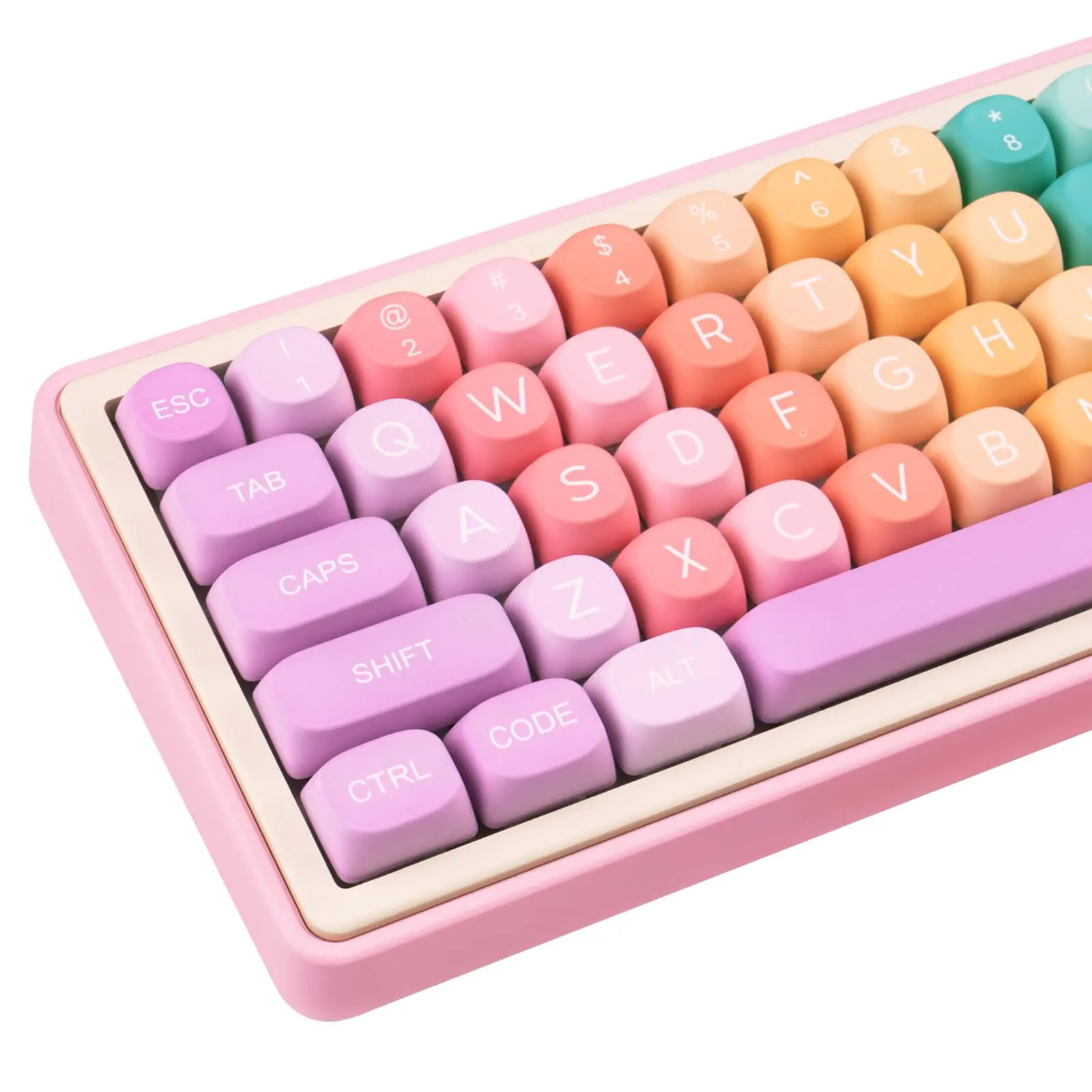 Cute Pbt Keycaps 126 Keys Moa Profile Custom Dye Sublimation Rainbow Candy Keycap Colorful Key Caps Set For Cherry Gateron Mx Swithes Mechanical Keyboards