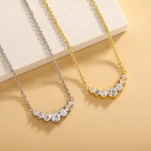 Smile necklace female dating party dance jewelry, simple and fashionable inlaid zircon necklace, exquisite birthday Christmas adult gift