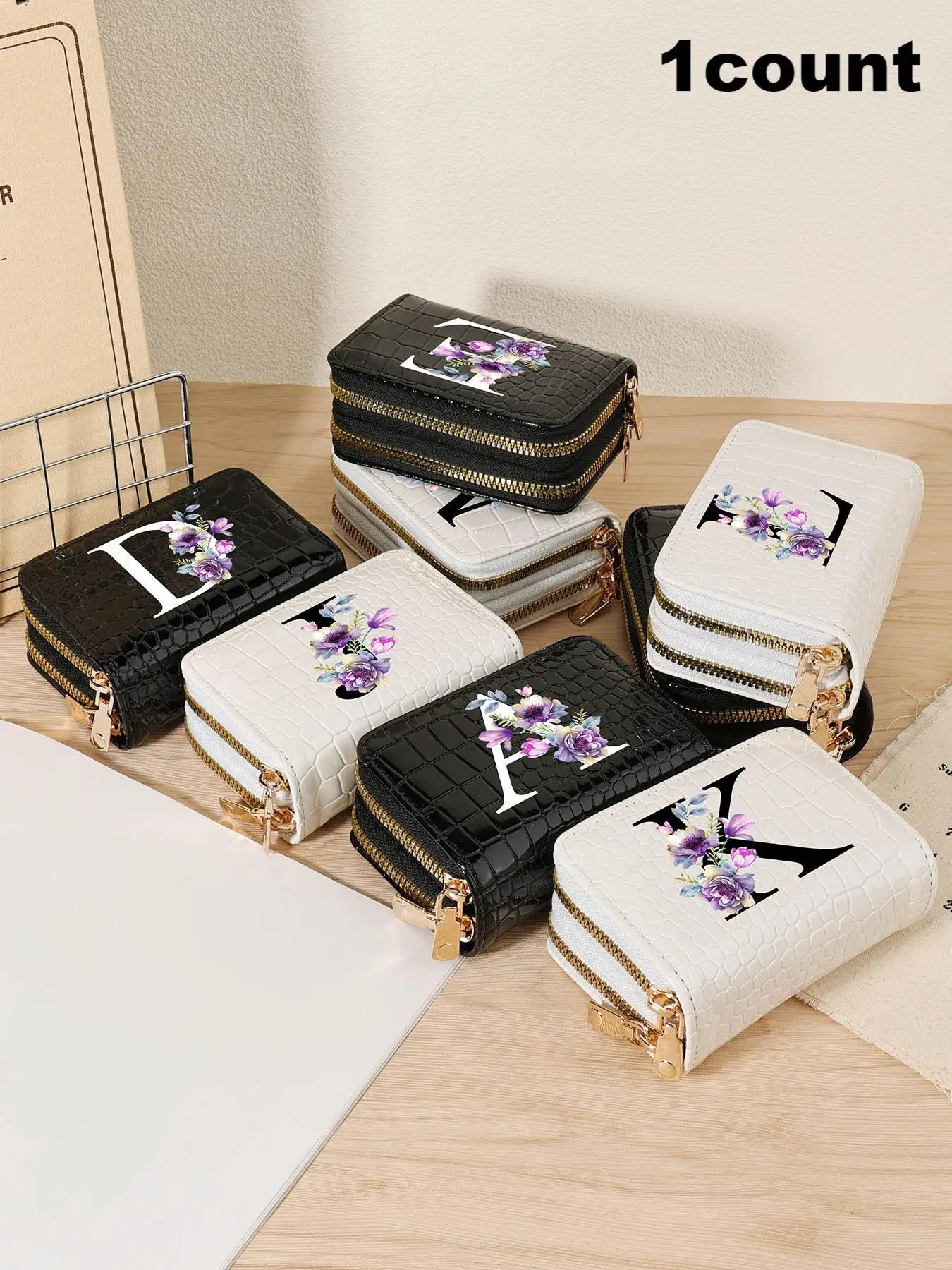 Fashionable Letter Pattern Card Holder, Simple Casual Zipper Short Wallet, Women's Bag for Work, School, Travel, Daily Use, Mother's Day Gift