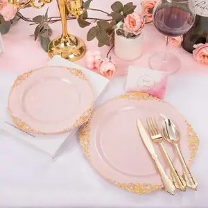 50-Piece Vintage Style Plates Set, Reusable Dinnerware Includes 10 Dessert Plates, Perfect for Home Parties, Christmas, Halloween, Dinnerware Sets