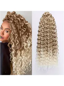 Crochet Hair Ocean Wave 20 Inch Water Wave Crochet Hair for Women Beach Curl Curly Crochet Hair Ombre Blonde Synthetic Curly Braiding Hair Extension  20Inch (Pack of 4) 480g