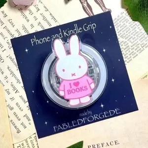 I Love Books Kindle Grip Bunny Kindle Grip MagSafe Grip Bookish Accessory Cute Booktok Gift Pink Reader Grip