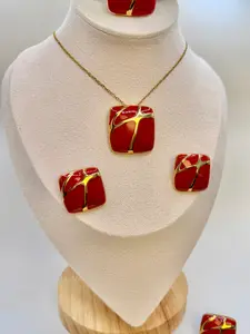 Bubbly 5pc Set in Stainless Steel - RED