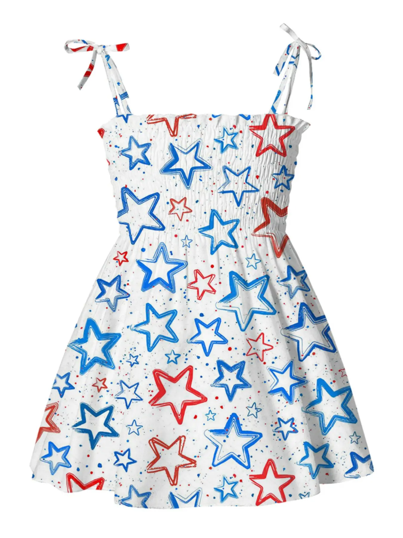 Girls' Summer Dress with American Flag Independence Day Print, Toddler Summer Dresses, Adjustable Straps, Casual Style, Perfect for Warm Weather