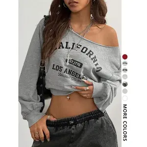 Women's Letter Print Sweatshirt, Casual Long Sleeve Pullover for Fall & Winter, Women's Clothes for Daily Wear