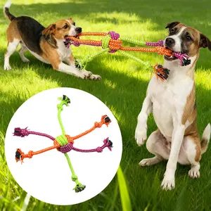 Pet Dog Interactive Rope Toy, Durable Chewable Knots, Dental Cleaning Stick, 6 Knots, Outdoor Play, Suitable for All Sizes, Holiday Gift