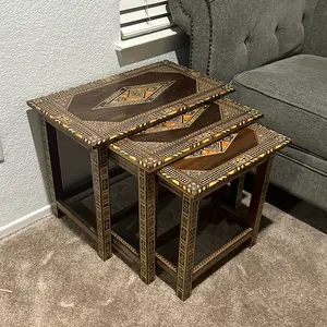 Handmade Mosaic Set of Tables for Tea and Coffee - Three Piece Set