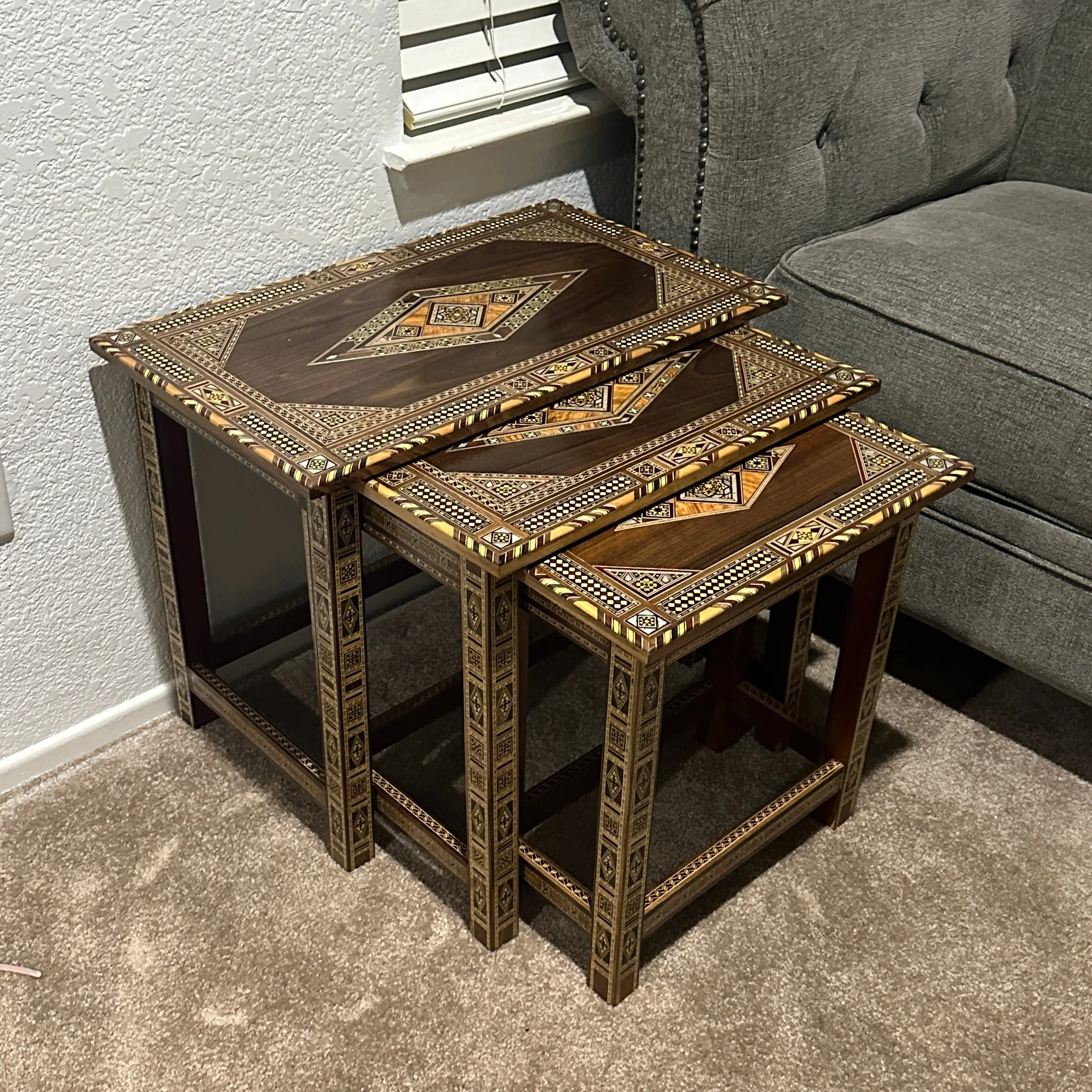 Handmade Mosaic Set of Tables for Tea and Coffee - Three Piece Set