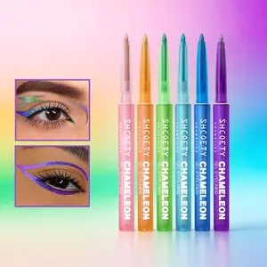 6-color chameleon eyeliner pencil, Eye makeup supplies, Eye makeup product, changes color under different lighting, for music festivals, New Year's metallic eye looks, one pencil unlocks multiple styles, smudge-proof, waterproof, sweat-resistant