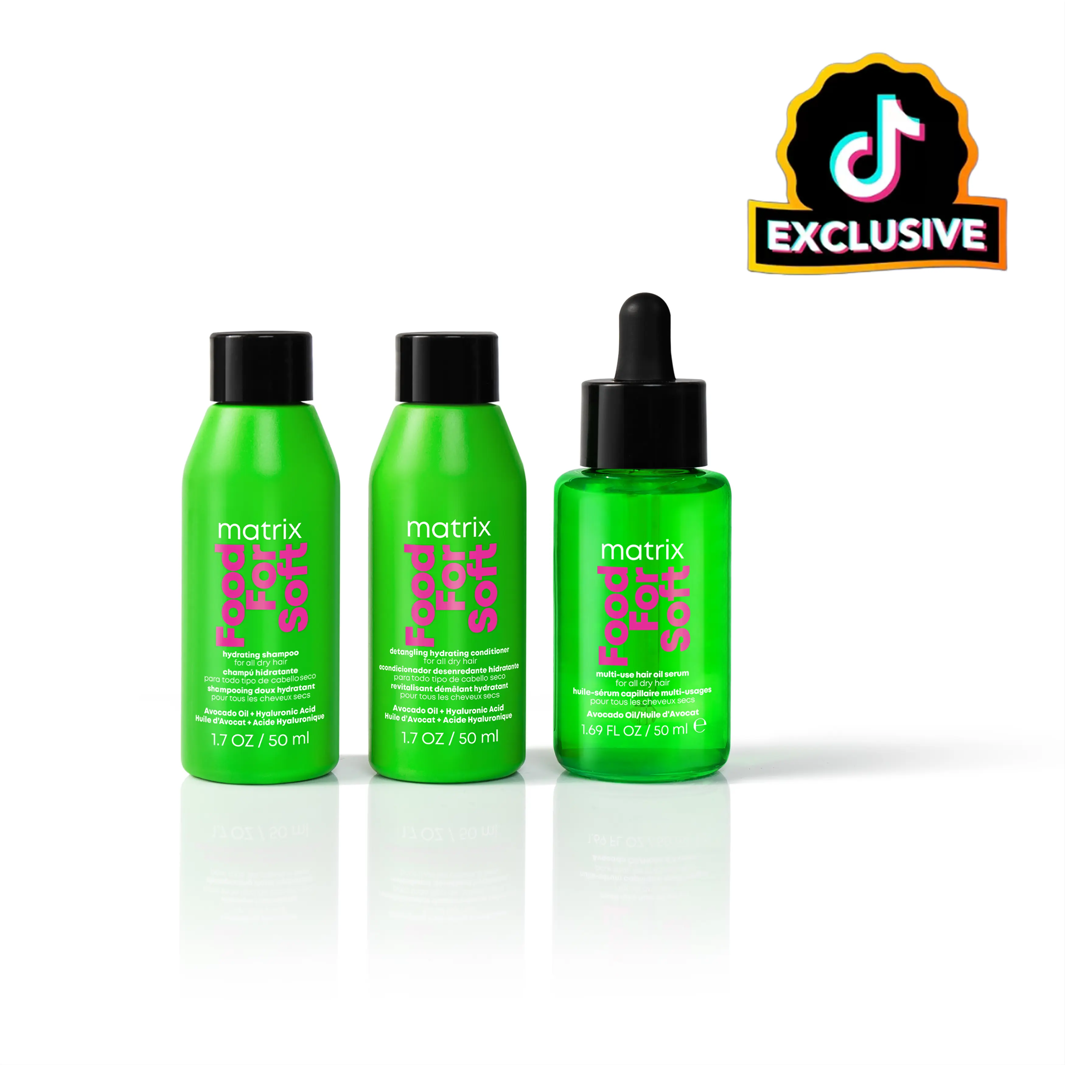 [Exclusive] Food For Soft Mini Shampoo, Mini Conditioner & Hair Oil Bundle | Travel Size Haircare Set for Dry Hair | Vegan Haircare