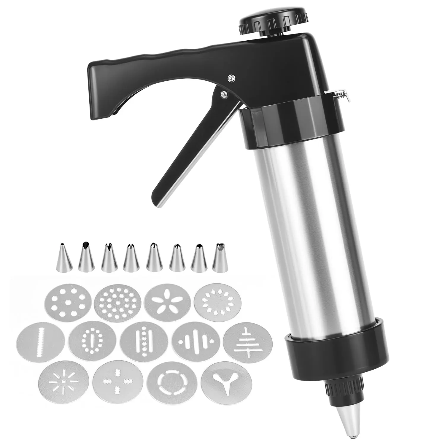Cookie Press with Decorating Tips - Cookie Press for Baking, Stainless Steel Press Gun Kit - Baking Tools - Baking Utensils Supllies, Kitchen Gadgets