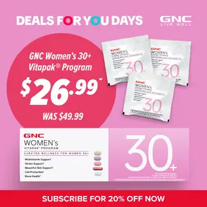 GNC: 30+ Vitapak Program for Women, 30 Day Supply, Multivitamin with Stress Support & Cell Protection Complex, Bone Health & Omega-3s, Edible Healthcare Supplement