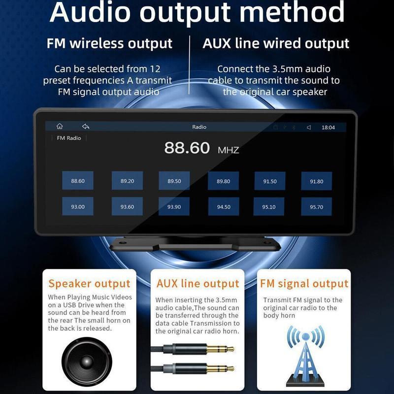 Portable Wireless Apple Carplay Android Auto Car Stereo, 10.26"/ 7" Car MP5 Player HD IPS Screen Portable Car Radio with Bluetooth Hands-Free/Mirror Link/Maps Navigation/Voice Control/TF Card/AUX for All Vehicles, 2 type of bracket