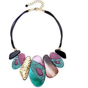 Tribe Chunky  Necklace, Geometry  Pendant Bib Statment Necklace Multicolor Costume  for Women