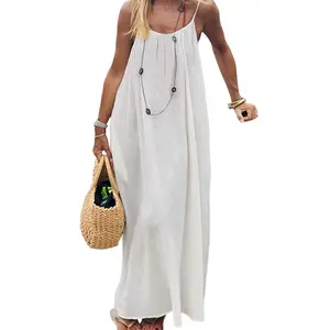 Women'S Strappy Lounge Dress Open Back Maxi Length with Relaxed Fit Comfortable Home Wear​ Vacation Long Sundress with Back Tie NONE