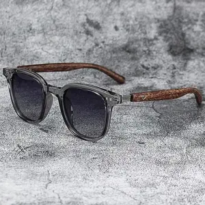 Unisex Retro Wood Grain Square Polycarbonate UV400 Sunglasses - Sporty Chic Retro Fashion Sports Eyewear with UV Protection Lens, 48mm Frame Width, 50mm Frame Height, Valentine’s Day Gift for Cycling, Daily Commute