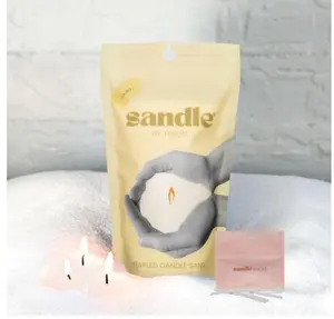 Sandle by Foton Pearled Candle 10 Oz – Vanilla, Non Toxic Luxury Long Lasting Sand Candles up to 60 Hours - Refillable Sand Candle with 15 Wicks