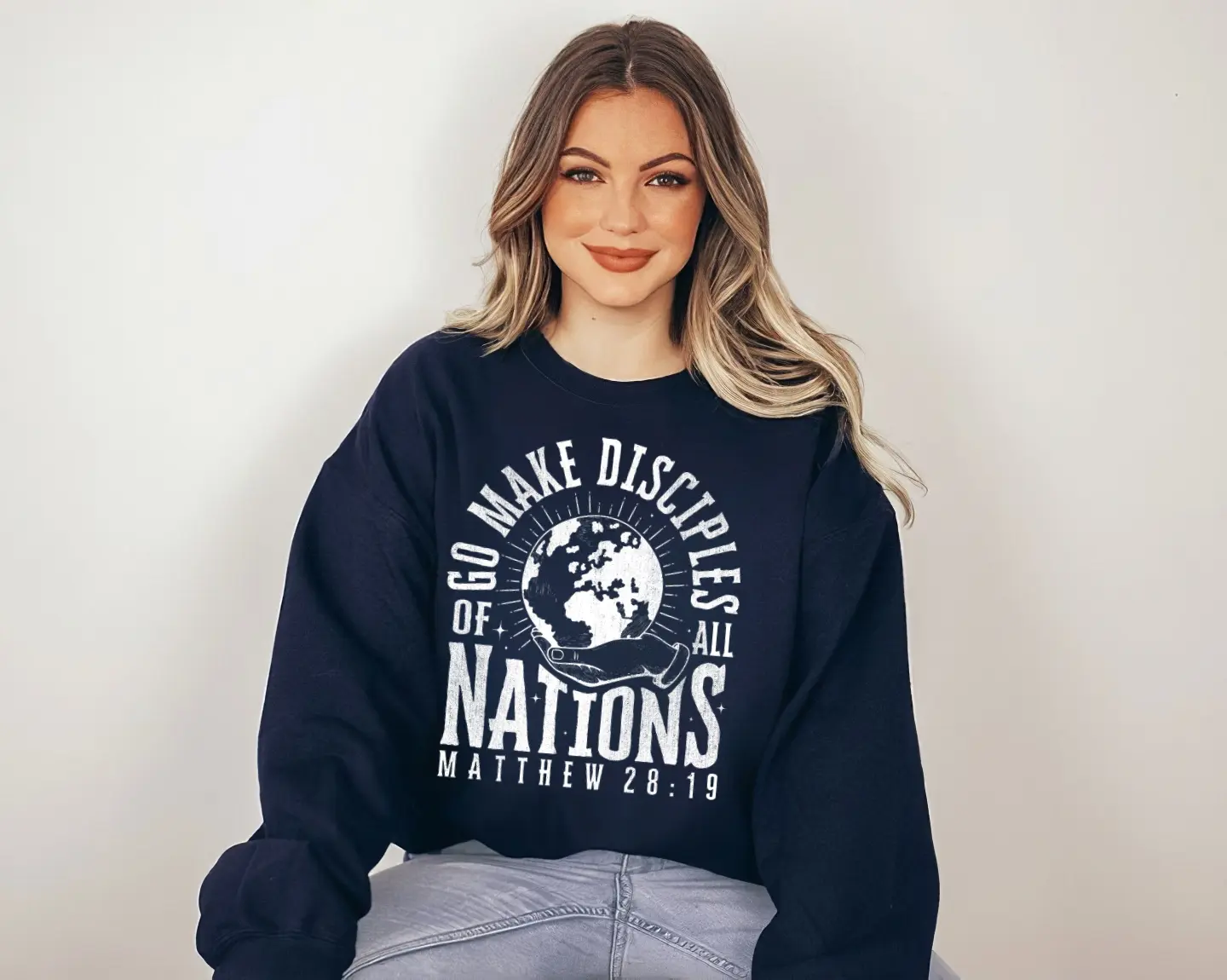 Go Make Disciples Of All Nations Matthew 28:19, Retro Christian Sweater, Vintage Men's Bible, Minimal Christian Dad, Jesus Instructions To Christian, Where This Sweater To Evangelicals Outreach