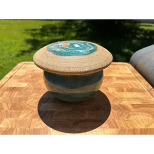 Handmade Sea Wave Lidded Container - As shown in the provided image and description