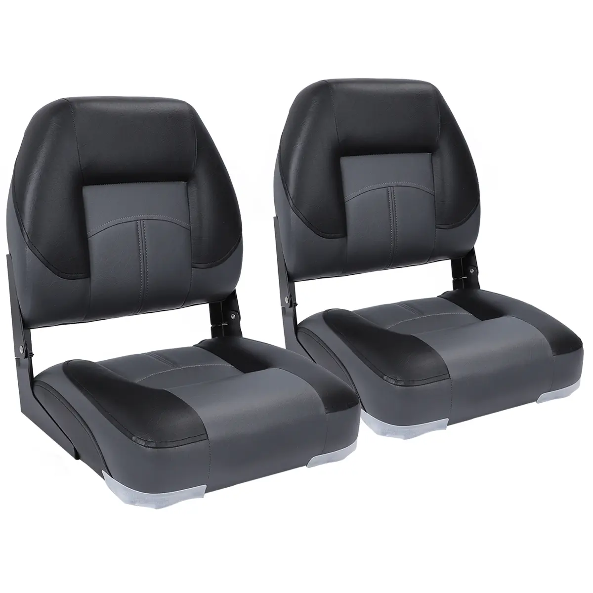 NORTHCAPTAIN Low Back Folding Fishing Boat Seats 2 Pack - Bass/Jon/Pontoon Boat Chairs,4 Mounting Screws Included,Charcoal/Black