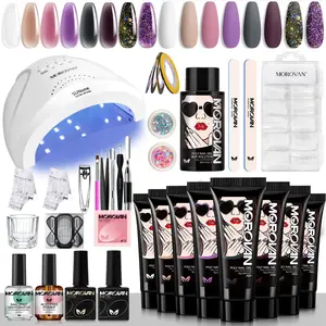 MOROVAN Poly Gel Nail Kit: Starter Kit 8 Colors Poly Nail Gel Kit Best Valentine Gift For Her with U V Lamp 48W Complete Poly Gel Kit for Beginners with Everything Professional Cutics Manicure nailkit nail tech supplies nail kit acrylic set gel x nail kit
