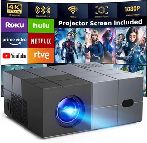 YOWHICK DP06 Projector Audio Portable with 4K Support & 1080P Resolution for Home Theater Setup & Movie Nights Screen Space