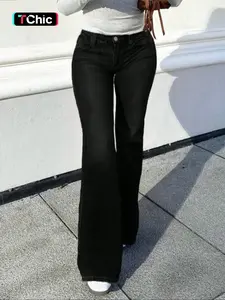 Women's New Flare Jeans, Elastic Comfortable High Waist Fitted Slimming Chic Fashion Pants, Trendy All Season Denim Long Trousers
