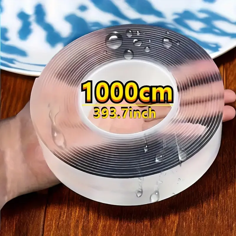 Ultra-Strong 33ft Nano Double-Sided Tape - Waterproof & Reusable Adhesive, Perfect for Plastic, Wood, Glass, Metal | Ideal for Home & Office Use, Waterproof Tape