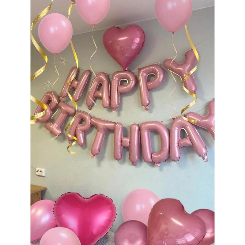 49pcs Pink Balloon Set for Party Baby Shower Wedding Anniversary Home Decor with 16 Inch Heart Shaped and Metallic Balloons Ideal for Photo Booth Backdrop PE and Latex Material Multicolor Balloons