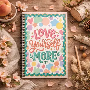 Love Yourself More Journal | Self Love Notebook | Cute Pastel Affirmation Journal | Mental Health Gift | Daily Reflection Diary