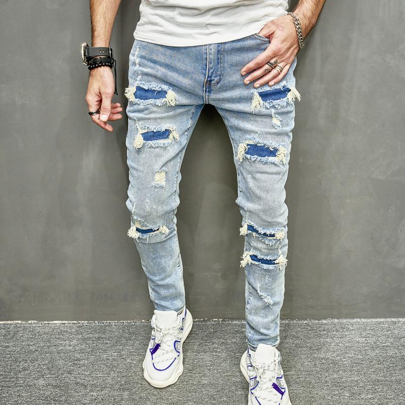 New Men's Jeans patched denim Pants Spring Streetwear Hip Hop Slim Male Stylish Ripped Solid Casual Denim Holes SkinnyTrousers Menswear Underwear Human Pocket Motocross Beige Plain New Men's Jeans patched denim Pants Spring Streetwear Hip Hop Slim Male Stylish Ripped Solid Casual Denim Holes SkinnyTrousers Menswear Underwear Human Pocket Motocross Beige Plain