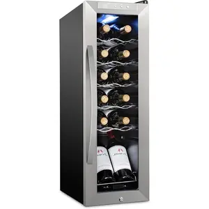Schmécké 12 Bottle Compressor Wine Cooler Refrigerator w/Lock - Large Freestanding Wine Cellar For Red, White, Champagne or Sparkling Wine - 41f-64f Digital Temperature Control Fridge Stainless Steel