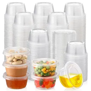200 Sets - 2 oz Jello Shot Cups, Portion Cups With Lids, Airtight and Stackable Small Plastic Containers