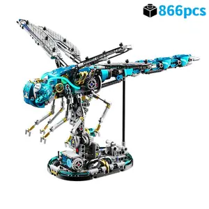 Creative Mechanical Dragonfly Building Blocks Model Movable STEM Construction Set Educational DIY Engineering Bricks, Holiday Gift