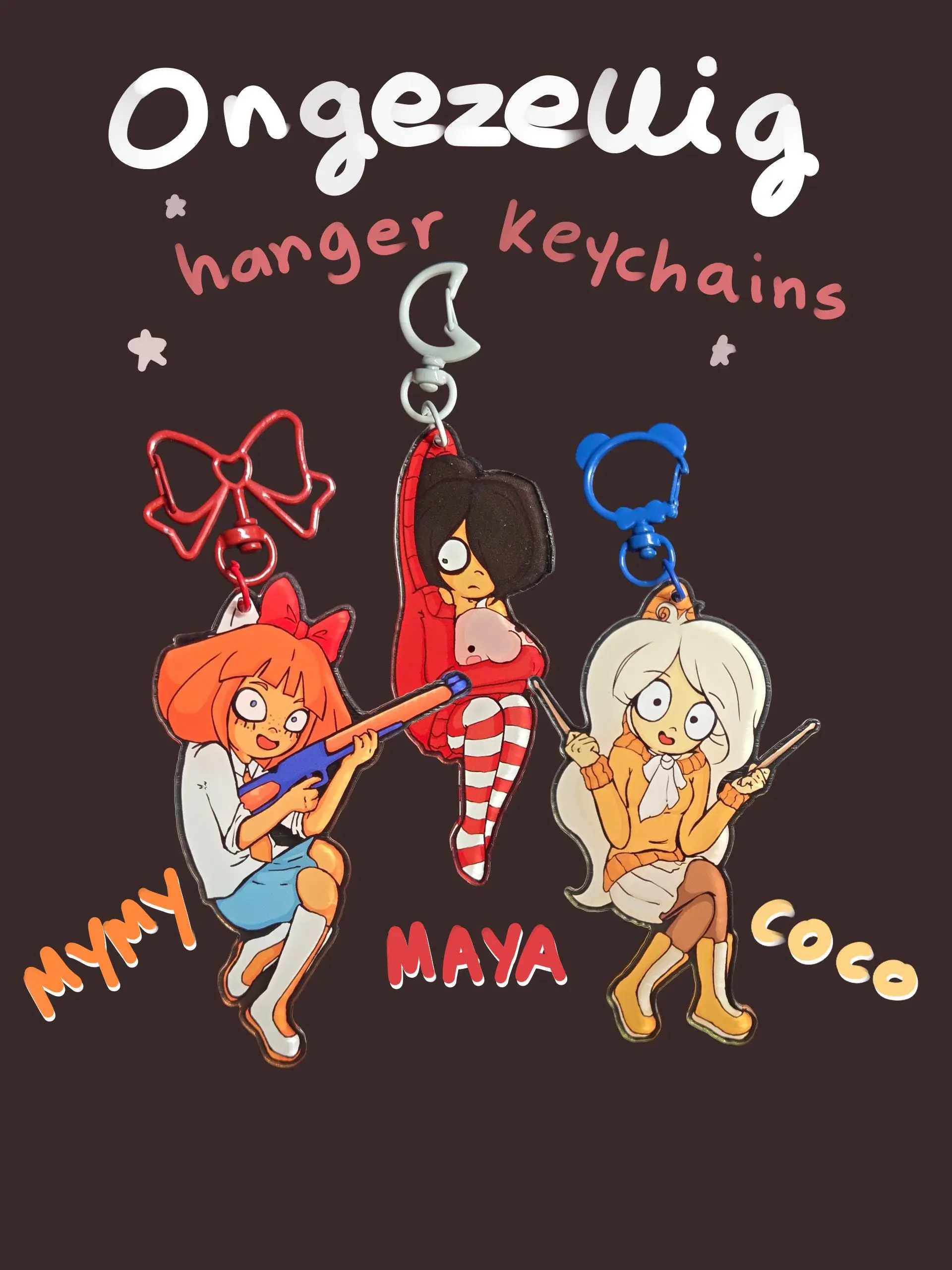 Ongezellig hanger keychains | Coco, Maya, Mymy | Friends Gift