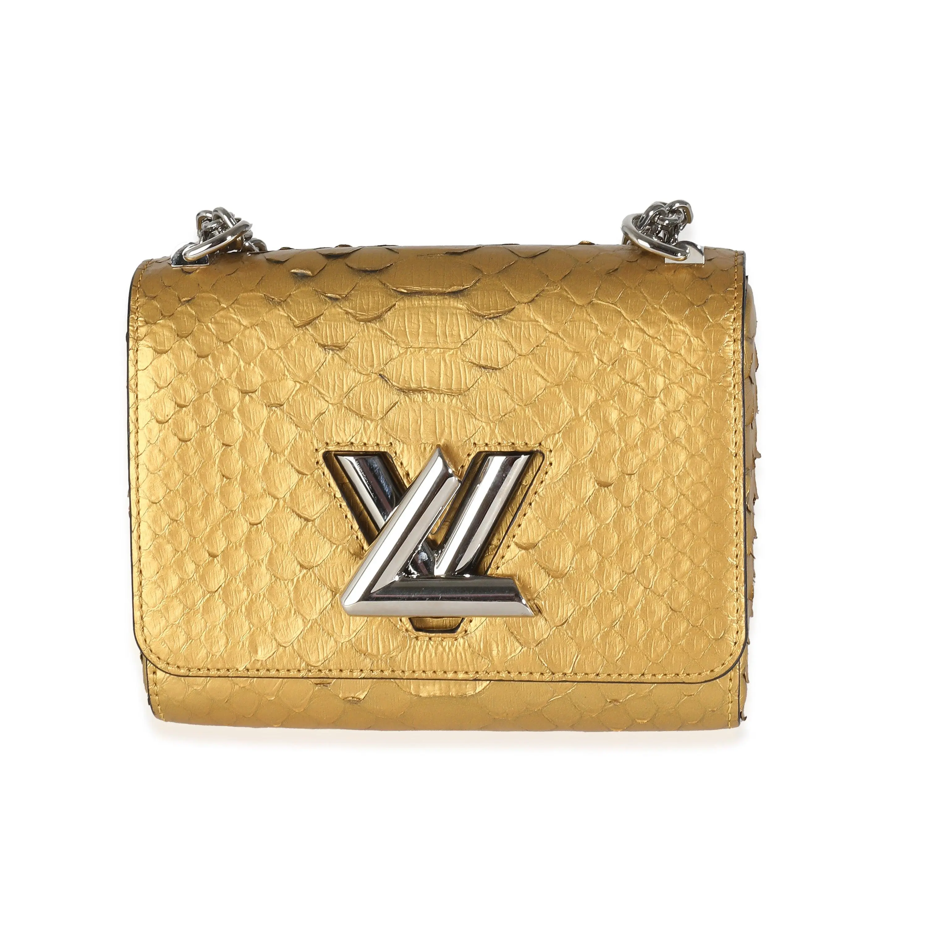 Pre-owned Louis Vuitton Exotic Shoulder Bag NY156692 Metallic Gold Python Twist PM